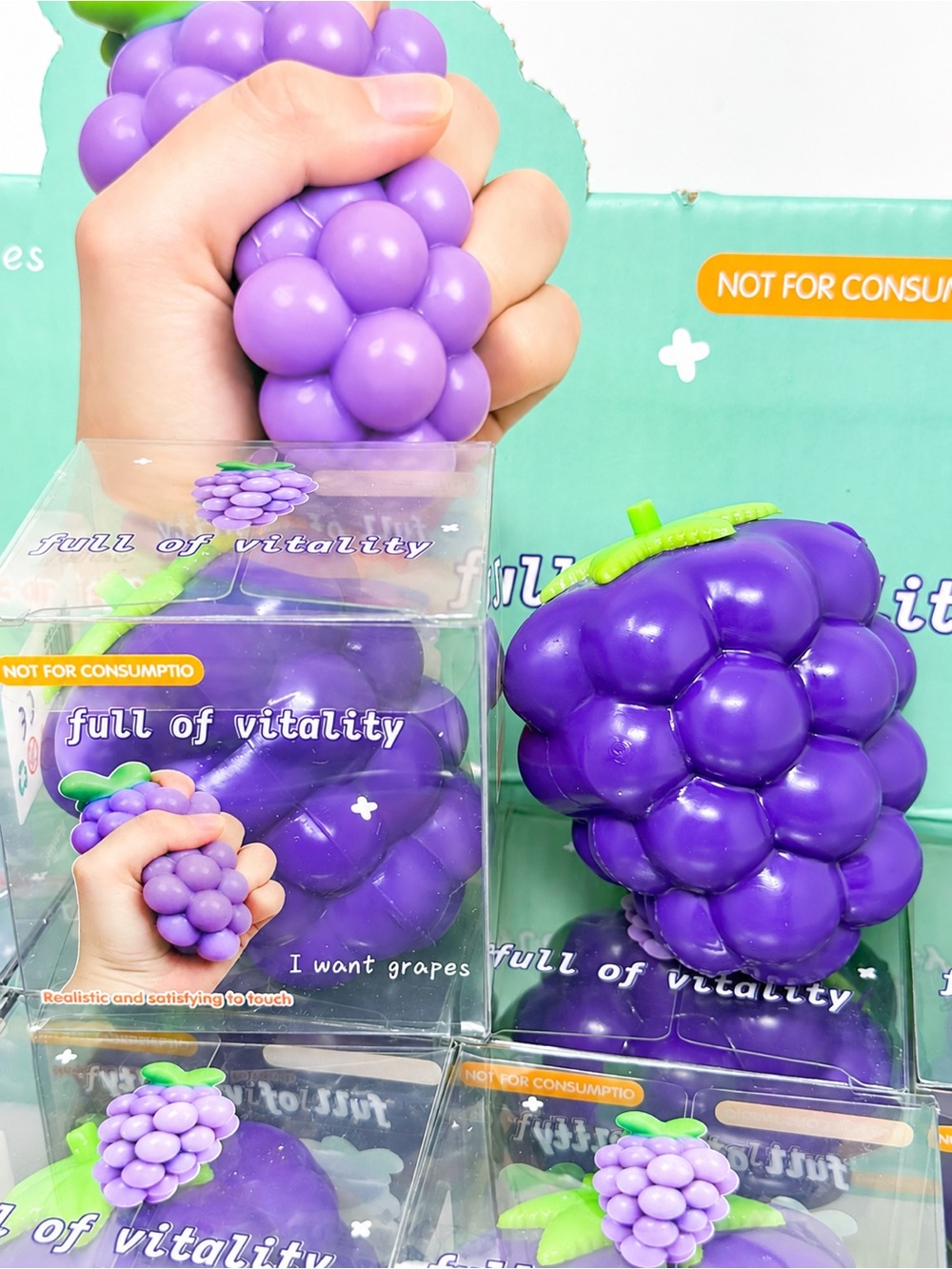 New CRUNCHY Purple Grapes Squishy Squeeze Toy